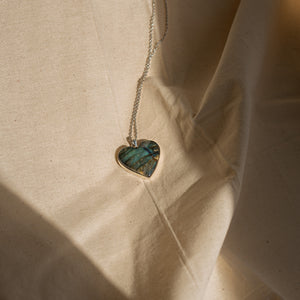 Heart-shaped Labradorite pendant