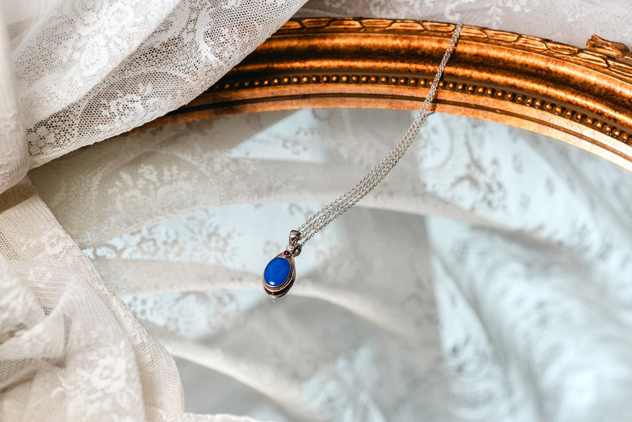 Lapis Lazuli & Ruby silver pendent