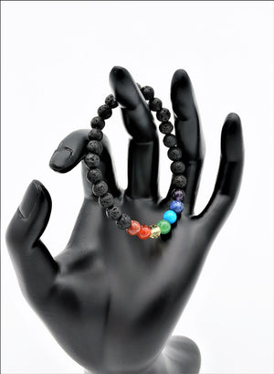 Lava Stone And Seven Chakras Stones Bracelet (6mm Beads)