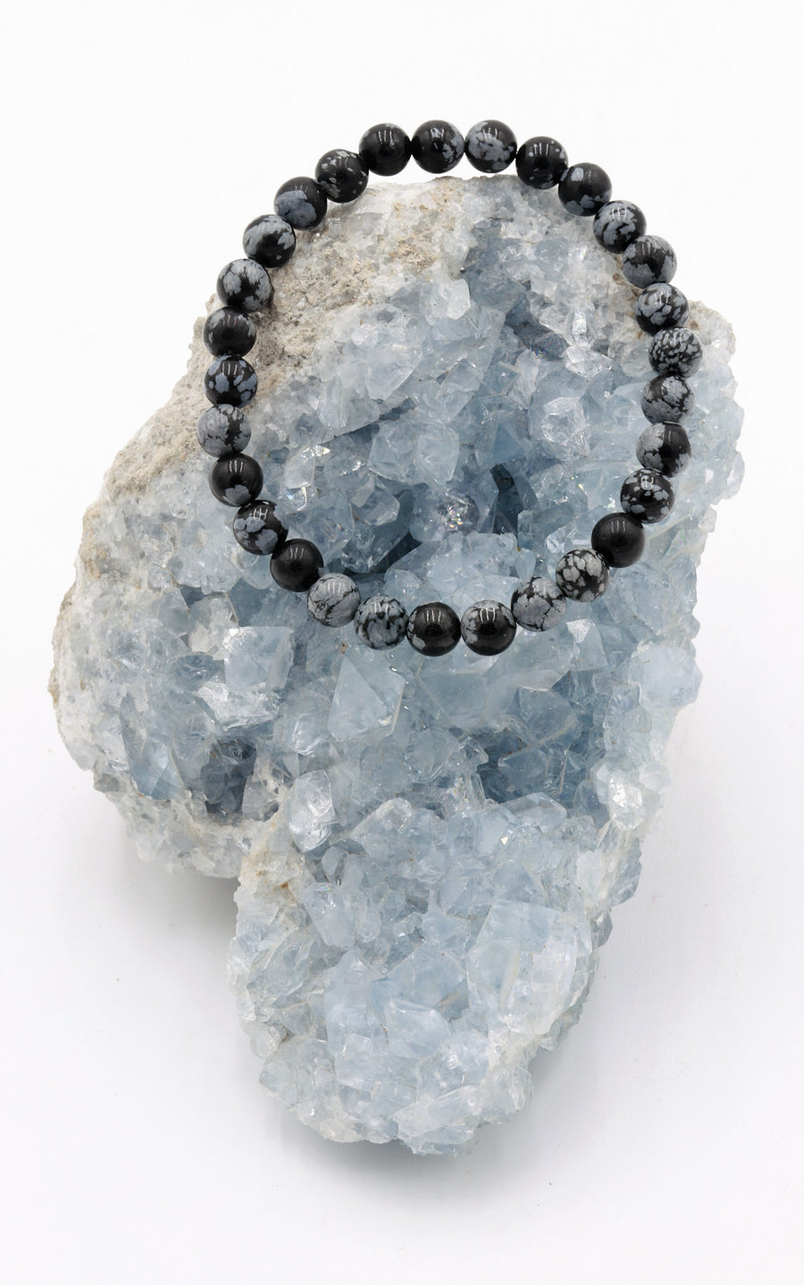 Snowflake Obsidian Stone Bracelet (6mm Beads)
