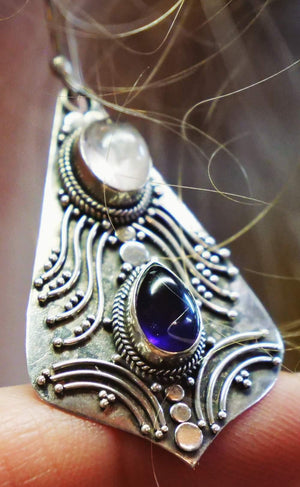 Sterling silver rose quartz, amethyst earrings - Oz Importations