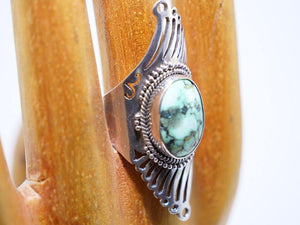 Tibetan turquoise sterling silver ring - Oz Importations
