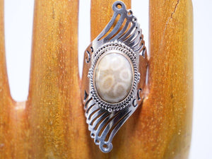 Fossil coral sterling silver ring - Oz Importations